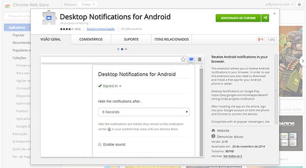 Desktop Notifications for Android Chrome